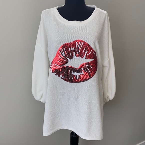 Acting Pro Tops - NWOT Sequin Lip Top
